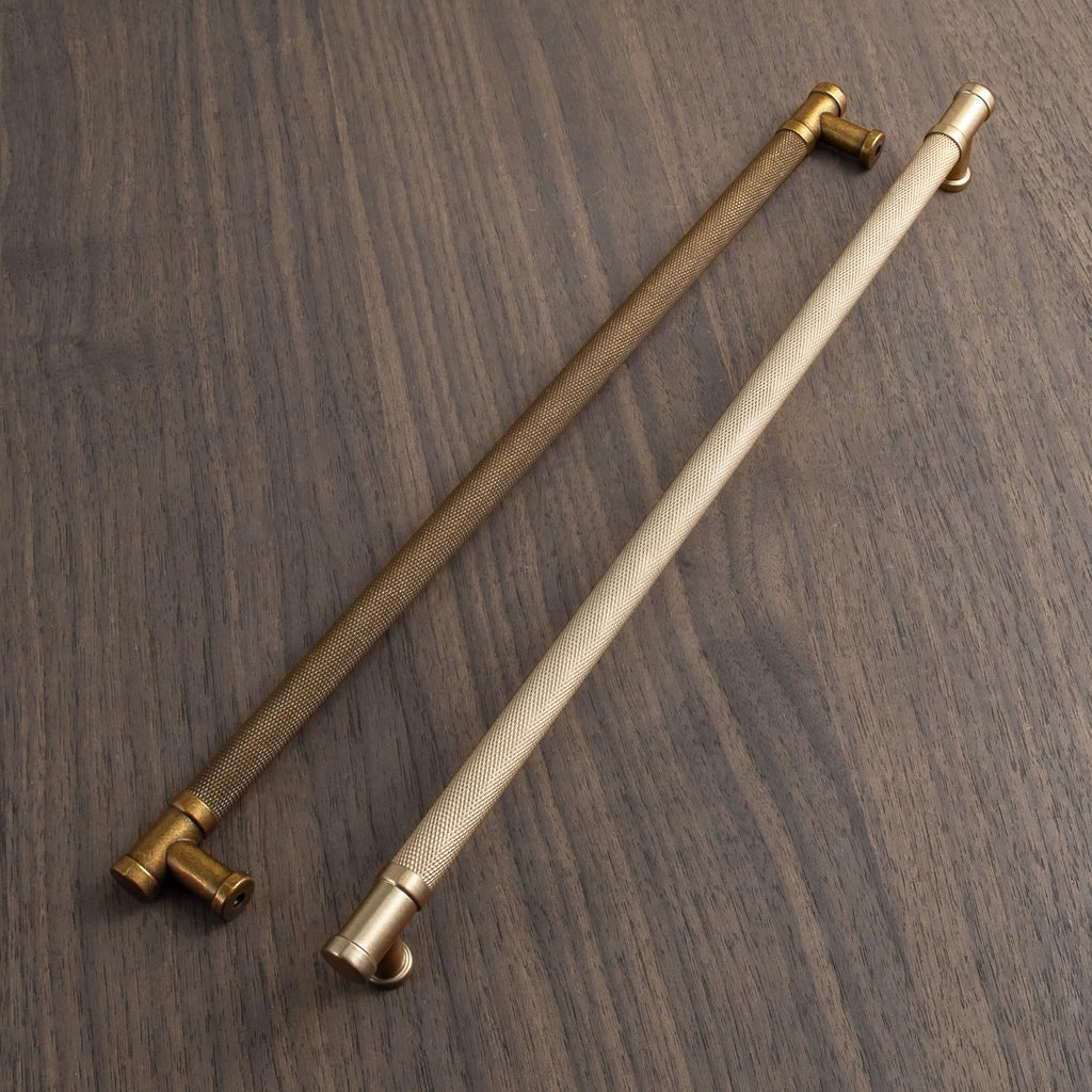 6 Pack Knurled Cabinet Pulls Antique Brass Drawer Pulls, 12.6" c-c Vintage Brass Knurled Dresser Pulls Bar Cabinet