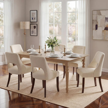 Wooden Dining Chairs Set of 6, Mid Century Modern Fabric Upholstered Dining Room Chair Kitchen Chairs, Farmhouse