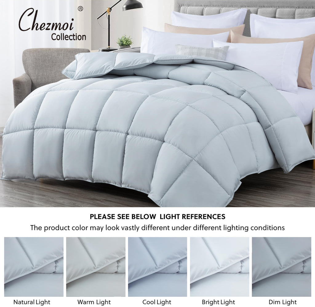 All Season Queen Size Down Alternative Comforter - Plush Microfiber Fill - Box Stitch Quilted - Duvet Insert with
