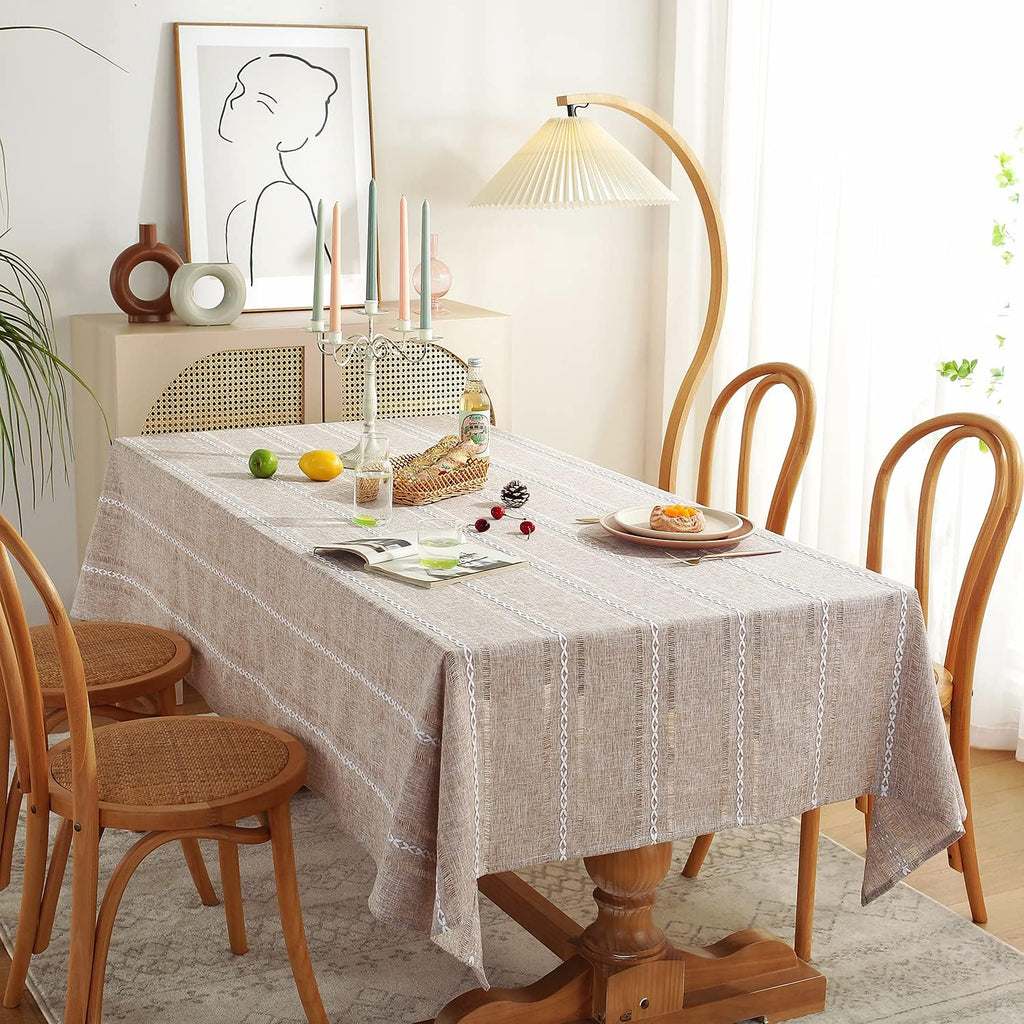 60 x 84 inches Farmhouse Style Linen tablecloths, Wrinkle Resistant Washable Dining Room Table Cloth