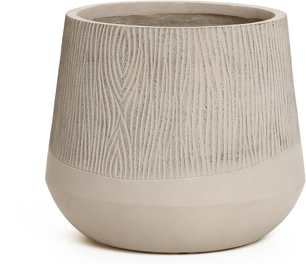 17" Round Planters for Indoor Plants, Blended Tan Large Plant Pot | Planter with Drainage Hole and Rubber