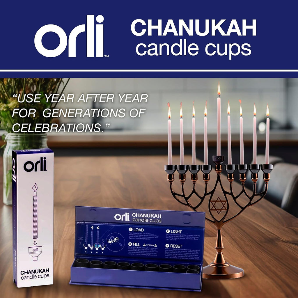Reusable Silicone Chanukah Candle Cups (10-Pack) - Protect , Catch Wax Drips, Universal Fit for Standard Hanukkah - Set of 10