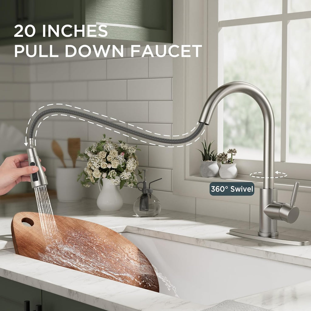 Kitchen Faucet with Pull Down Sprayer Brushed Nickel