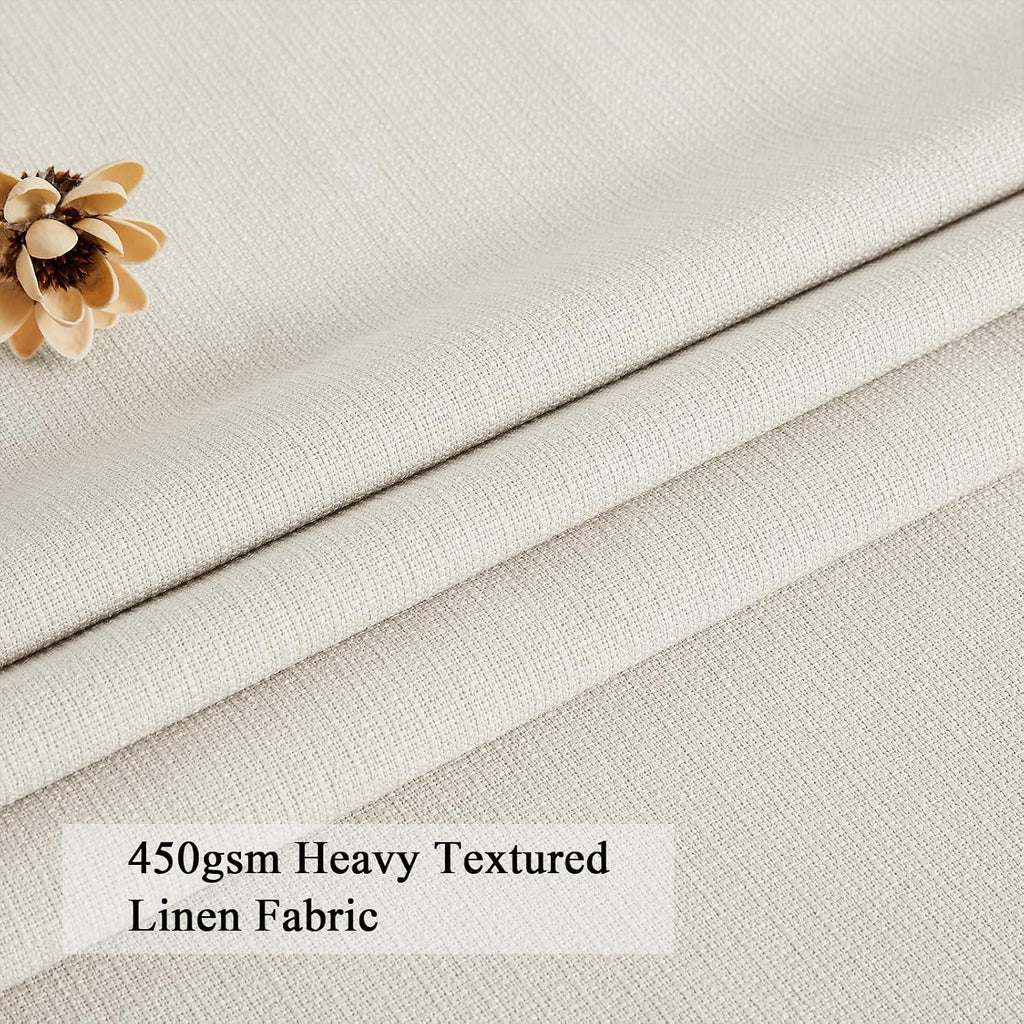 Extra Width Pinch Pleated Linen Curtains 105 Inch Natural