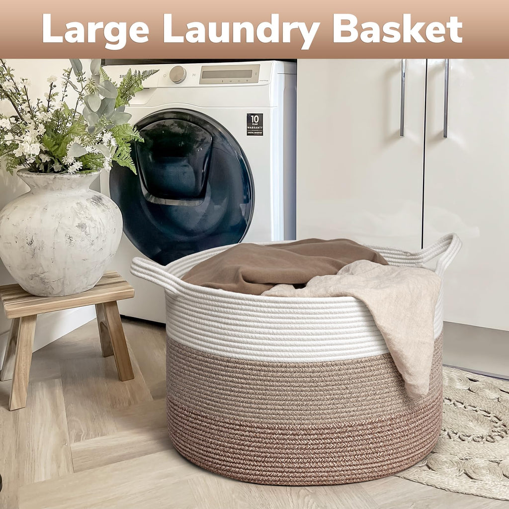 Large Woven Basket for Blankets, Nursery & Living Room Decor, 85L