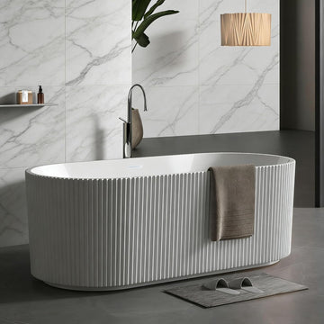 67" Deep Soaking Bathtub, Non-Slip Acrylic Tub with Chrome Drain, CUPC Certified, Ergonomic Modern Bath for Bathrooms