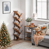 Tree Bookshelf, 9-Tier Bookcase Wooden Shelves, Floor Standing Storage Rack, for Display of CDs, Books
