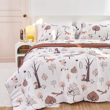 Kids Comforter Set Boys Girls Twin Woodland Bedding - Set of 2