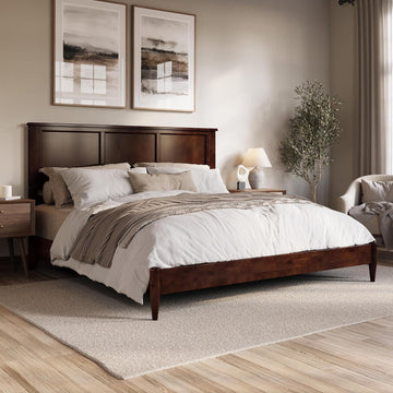 Charlotte King Solid Wood Low Profile Platform Bed, Walnut