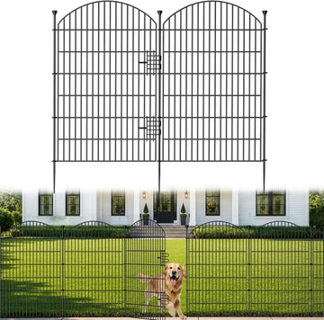 12 Pack No Dig Decorative Garden Fence Panels with Gate, 40in(H) x 29ft(L), Dog Fence Outdoor for Yard, Rustproof