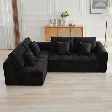 110''Modular Sectional Couches, Cloud Boneless Compressed Sofa Left Facing Chaise, Oversized L Shaped 4 Seater