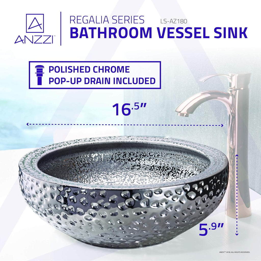 Tempered Glass Vessel Bowl Sink in Speckled Silver, Silver Top Mount Bathroom Sinks Above Counter