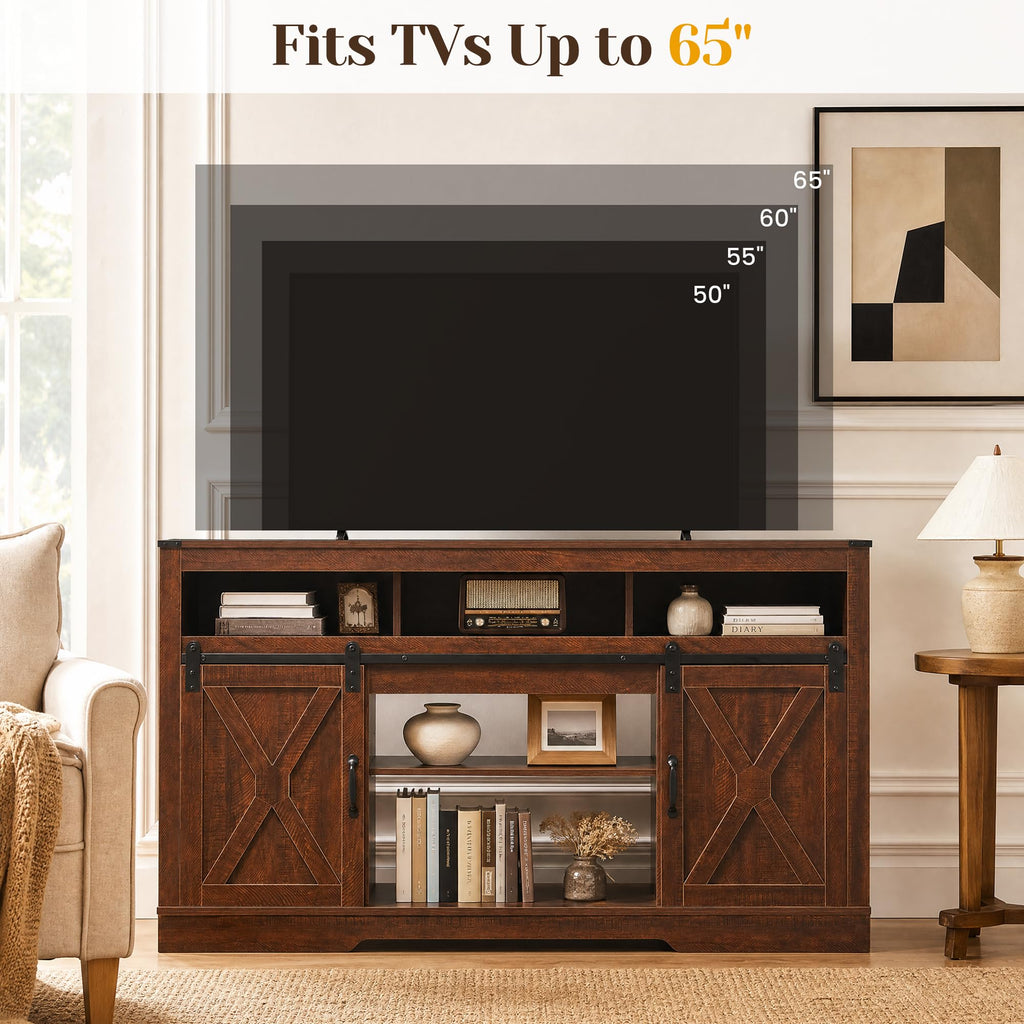 Farmhouse 34" Tall TV Stand for 65+ Inch TV