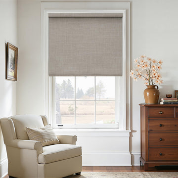 Blackout Roller Blinds for Indoor Windows Free-Stop Thermal Insulated 100% Blackout Linen Roller Shades Blinds Living