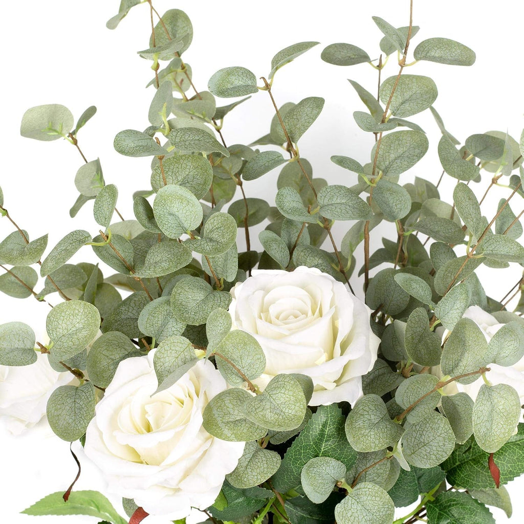 12 Pcs 27" Eucalyptus Stems Greenery Stems Eucalyptus Leaf Spray in Green Silk Plastic Plants Floral Artificial