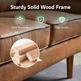 Luxury 3 Seater Sofa with Faux Leather,Mid-Century Modern Couch with Comfortable Armrest,Comfy Couches with Deep