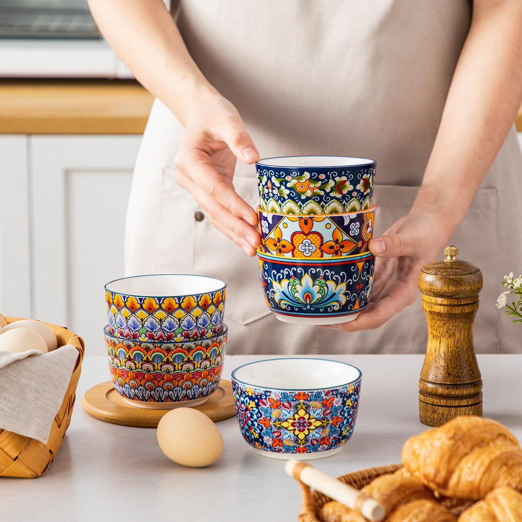 8 Oz Oven Safe Set of 6, Ceramic Baking Souffle Dishes