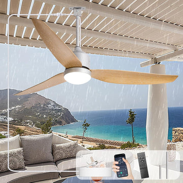52 Inch Nickel Waterproof Gazebo Fans with Lights Outdoor Hanging - Plug in Remote App Control for Patio Indoor Farmhouse Porch - 6 Speed Reversible DC Motor