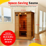 Coronado 2 Person Hemlock Low EMF Infrared Wood Sauna for Home & Indoor Relaxation