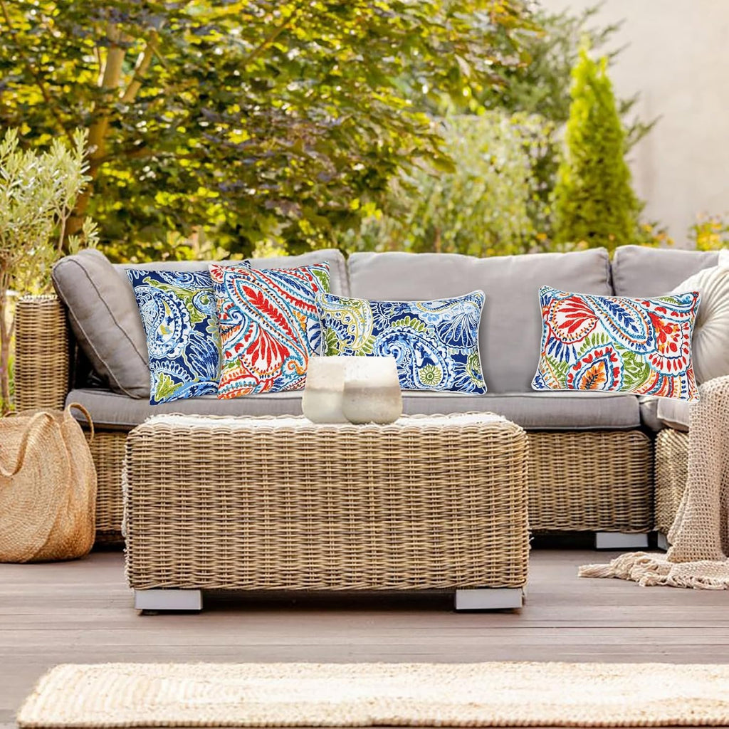 Outdoor Throw Pillows Decorative Outdoor Accent Pillows with Insert | Outdoor Throw Pillows Patio Pillows with Inserts Square Decorative Pillows for Patio Furniture
