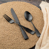 Black Satin 40-Piece Silverware Set, Service for 8, Stainless Steel Flatware Set, Matte Polished Cutlery Set