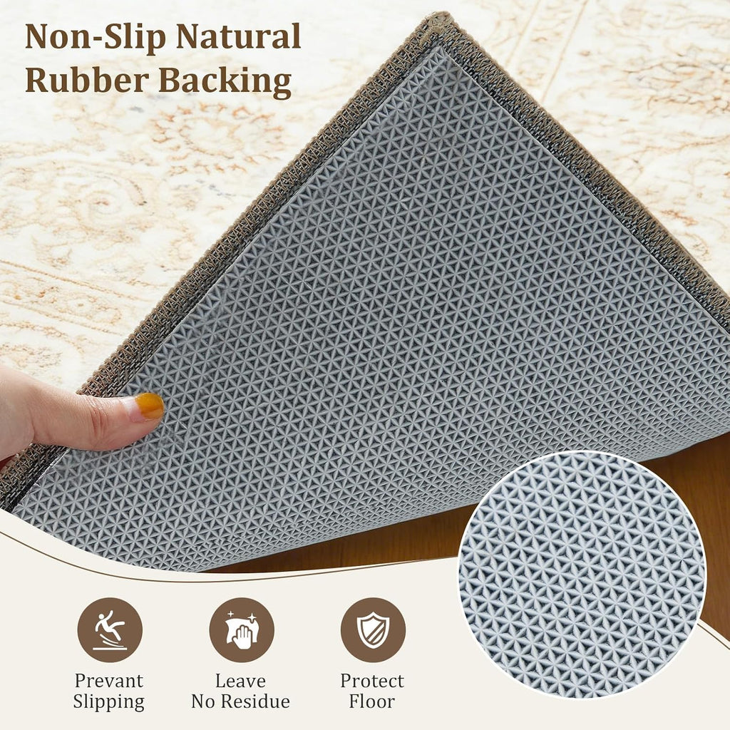 9x12 Ft Non Slip Rug Pad, Dual Surface Felt and Rubber Gripper Backing, 1/4 inch Thick Carpet Liner for Hardwood - Set of 108