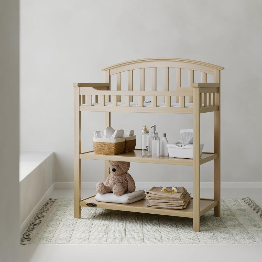 Changing Table with Water-Resistant Changing Pad, Driftwood | GREENGUARD Gold Certified Nursery Changing Table