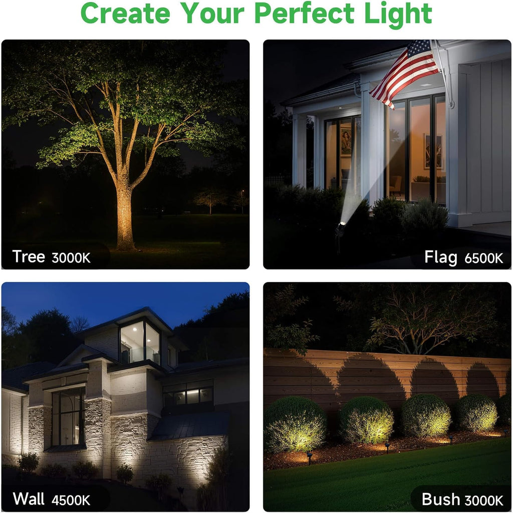 Outdoor Solar Spotlight, Adjustable Angle Landscape Spotlight Waterproof, 2500mAh All Night Separate Panel LED