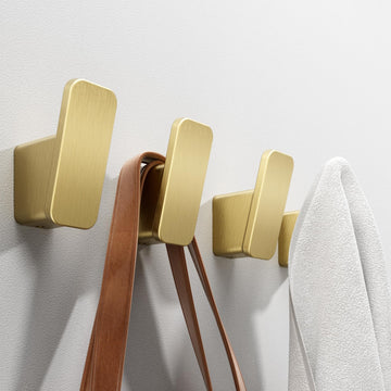 4-Pack Brushed Gold Towel Hook, Robe Coat Hook, Heavy Duty Wall Hooks for Hanging Bag Hat Mudroom Bedroom Shower