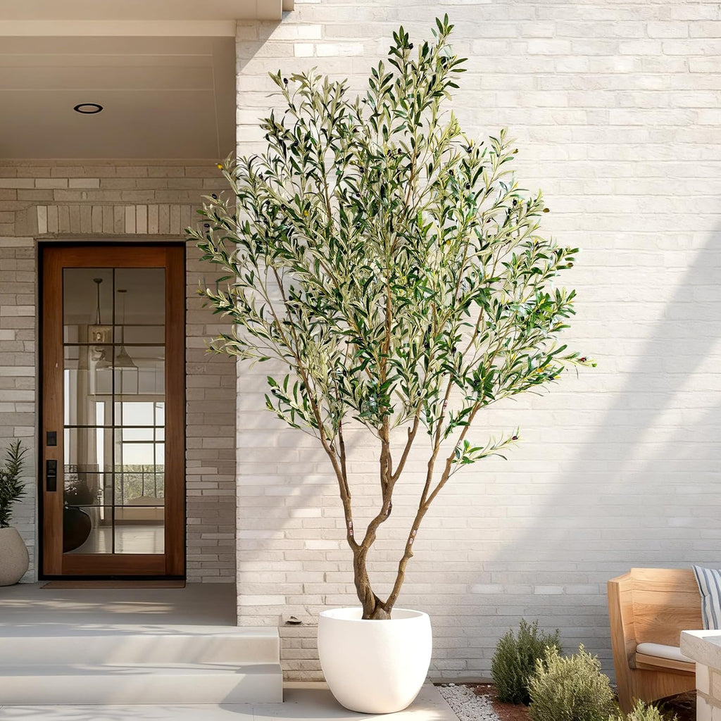 7ft Faux Olive Tree with Pot & Moss Artificial Olive Plant Fake Olive Tree Decor, Large Indoor Artificial Trees Faux