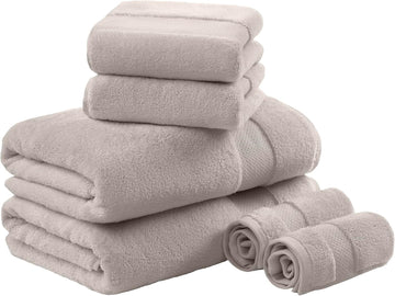Park 100% Turkish Cotton 600 GSM Bath Towel Set, 6 Piece, Taupe | Low Twist Quick Dry Shower Towels , Luxury