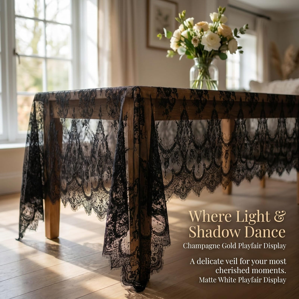 Lace Tablecloth Black 60x120 Inches Rectangle