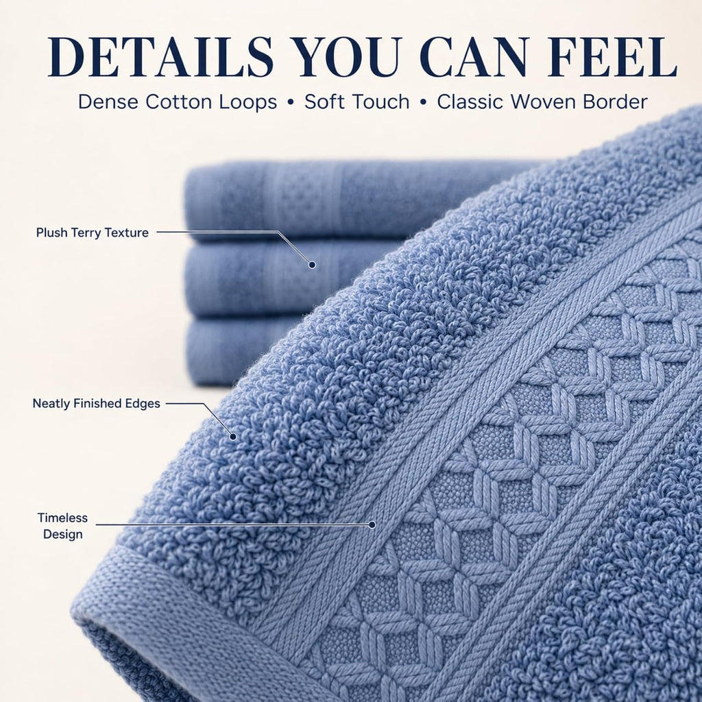 Onuia Luxury Bath Towels Set, 3 Piece Egyptian Cotton Towel Set with Large Bath Towel, Hand Towel and Washcloth