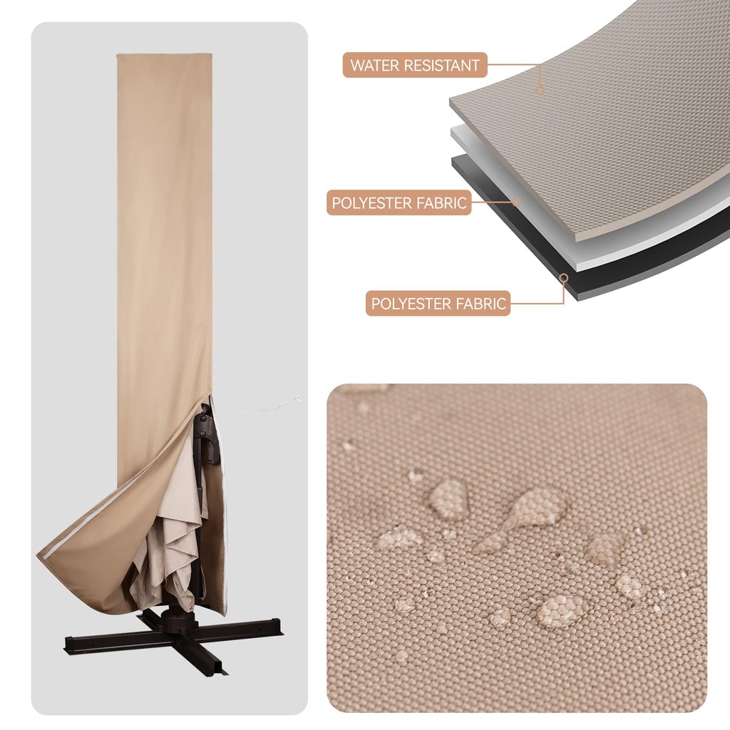 Patio Cantilever UV Resistant for 9ft to 13ft Outdoor Offset Umbrella with Zipper and Rod