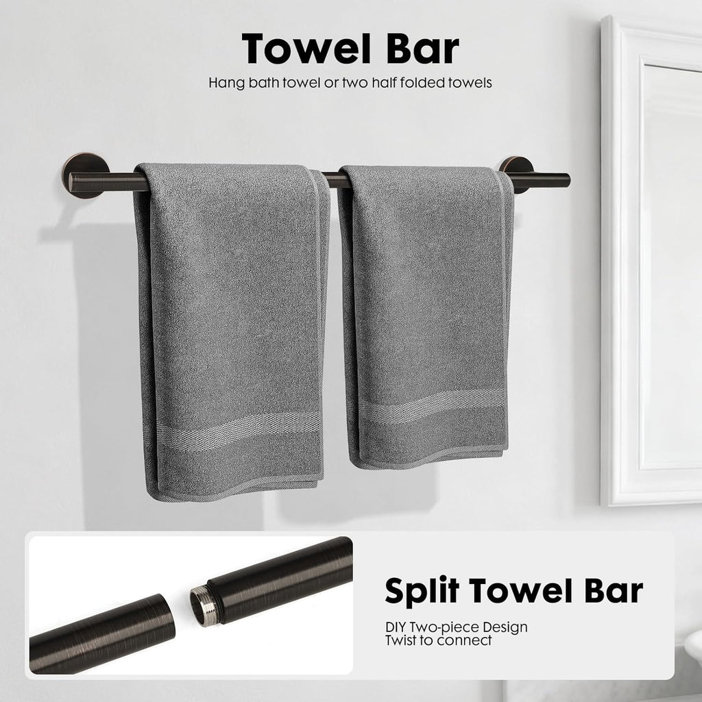 Oil Rubbed Bronze Bathroom Hardware Accessories Set 5 Piece, Stainless Steel Towel Bar Set 24 Inch,Toilet Paper