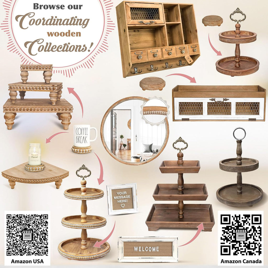 3 Tier Serving Tray [3 in 1] - Gorgeous Coffee Table Tray [Includes 3 Changeable Handles] - Can Assemble into a 1, 2