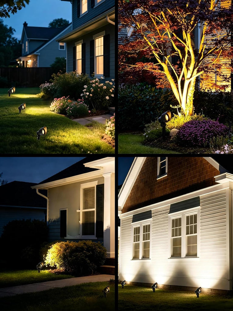 Low Voltage Landscape Spotlights 20W 12V LED Outdoor Lighting, 3000K Warm White, Adjustable Die-Cast Aluminum Lights