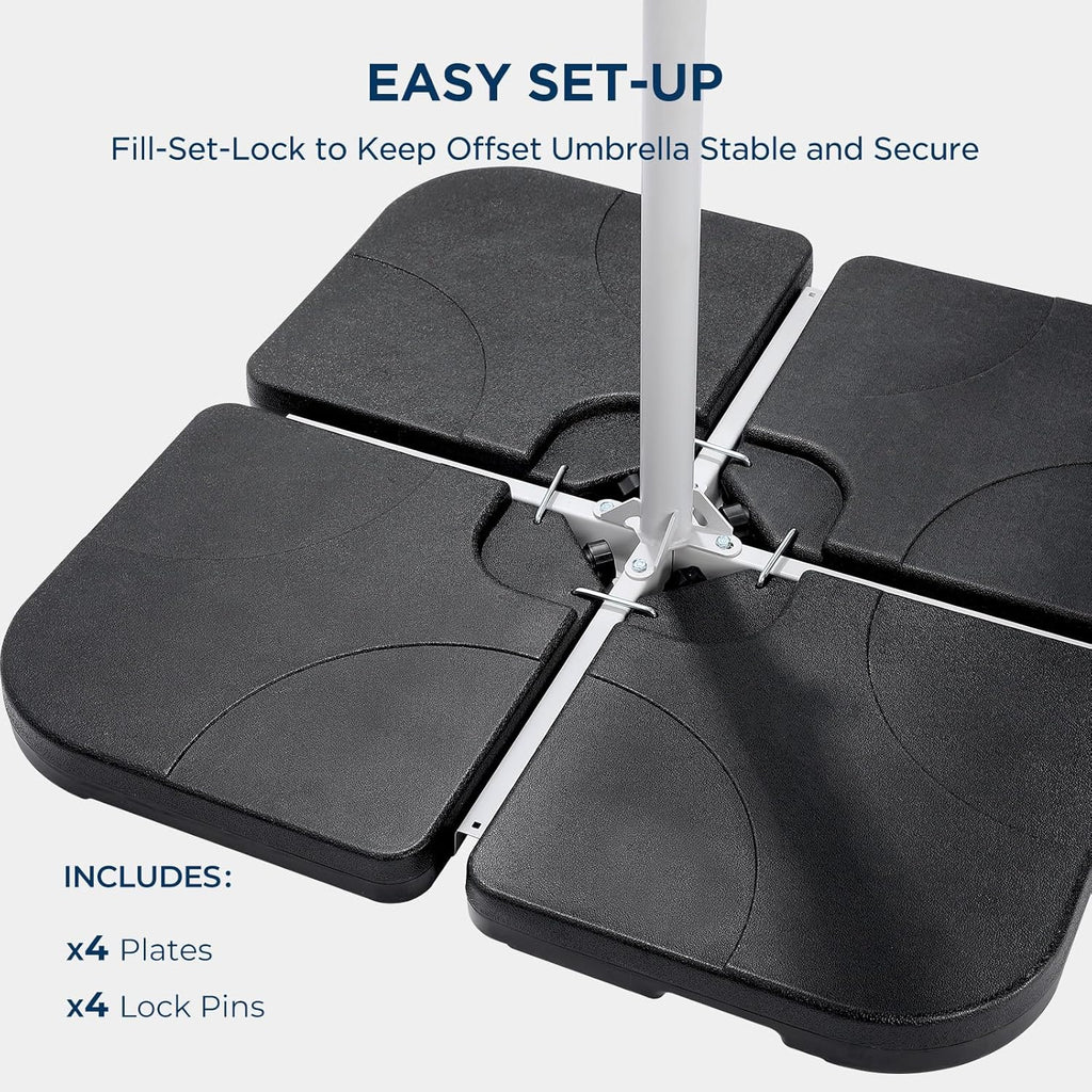 H11 Patio Umbrella Stand Base - 4-Piece 221lbs Outdoor Offset Cantilever Umbrella Heavy Duty Weights Square Base Water