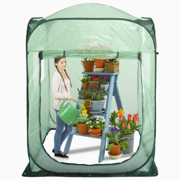 Pop Up Greenhouse Tent, Portable X-Large Walk-in Flower House, Indoor Outdoor Gardening Plant Sunshine Room with PE