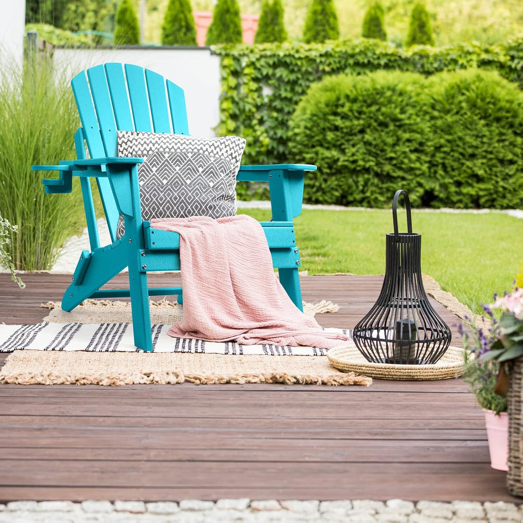 Adirondack Folding Chair, Fire Pit Chairs with Cup Holder | HDPE All Weather, Quick-Folding, No Rot or Rust or Crack