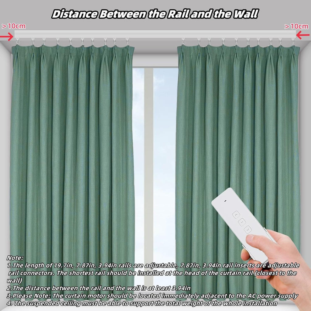 Electric Curtain Track, Retractable Motorized Curtains Rod From 7-13.78ft, Automatic Curtain Opener with