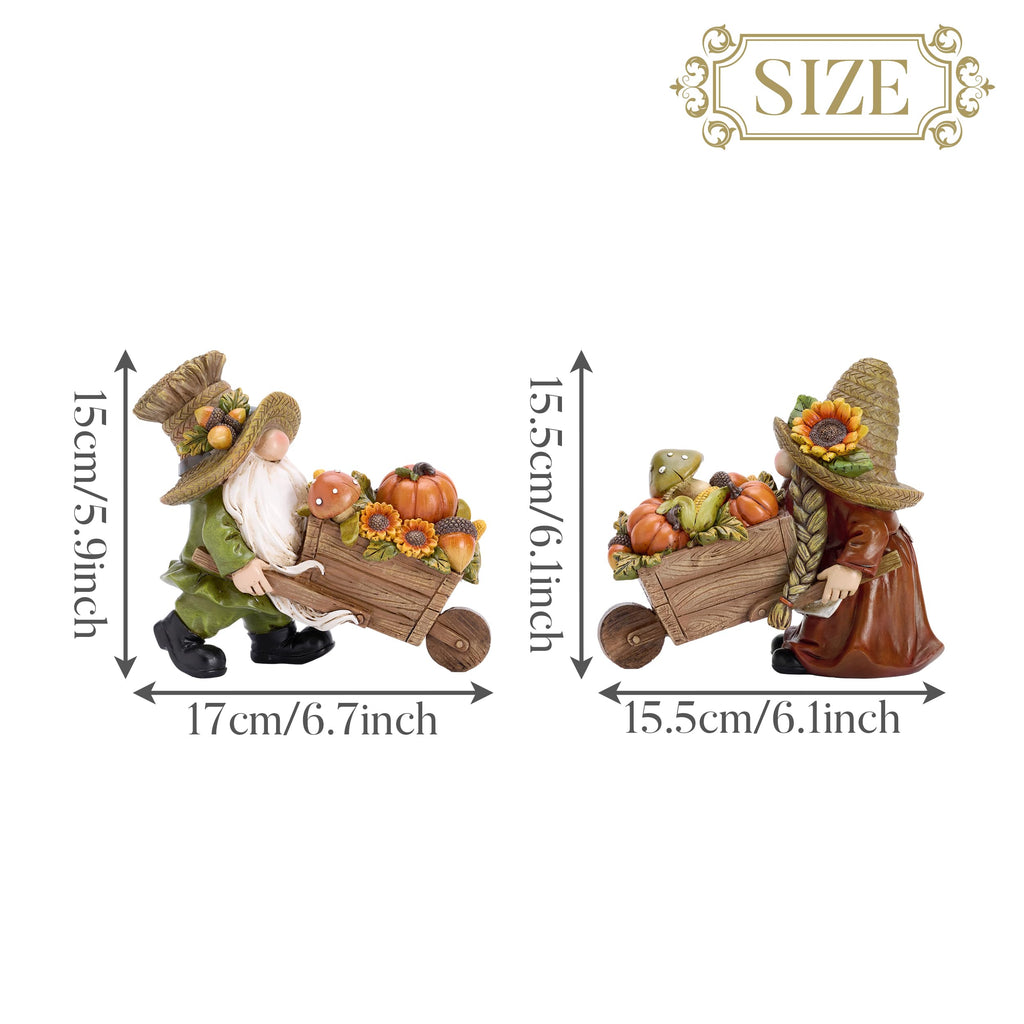 Fall Decorations, 2 Pcs Fall Gnomes Decor for Table Indoor Outdoor, Resin Thanksgiving Decorations Garden Pumpkins