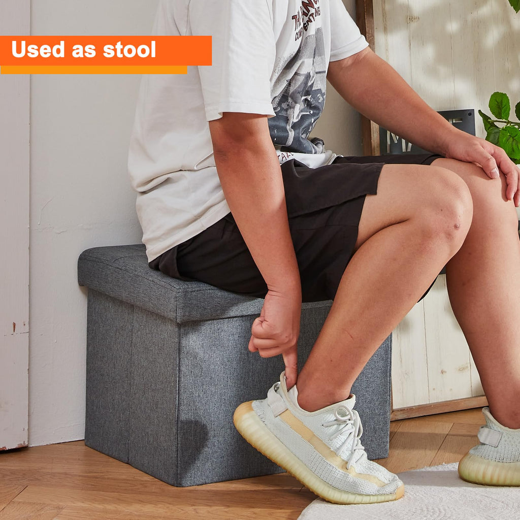 Storage Ottoman Footrest Stool Small Ottoman with Storage Foldable Ottomans Foot Rest Footstool Bench 17x13x13inches