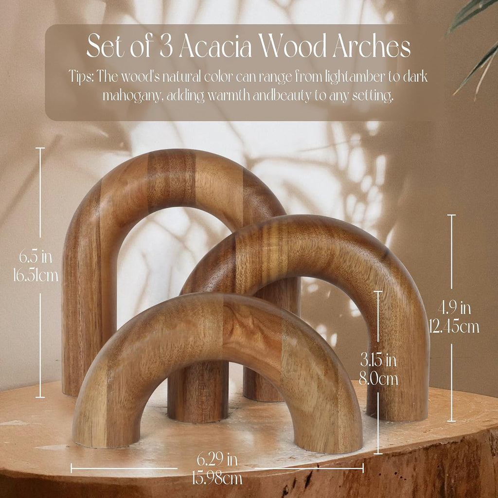3 Pcs Wood Shelf Decor Aesthetic, Modern Aesthetic Home Decor Accent, Decorative Object for Coffee Table, Book Shelf