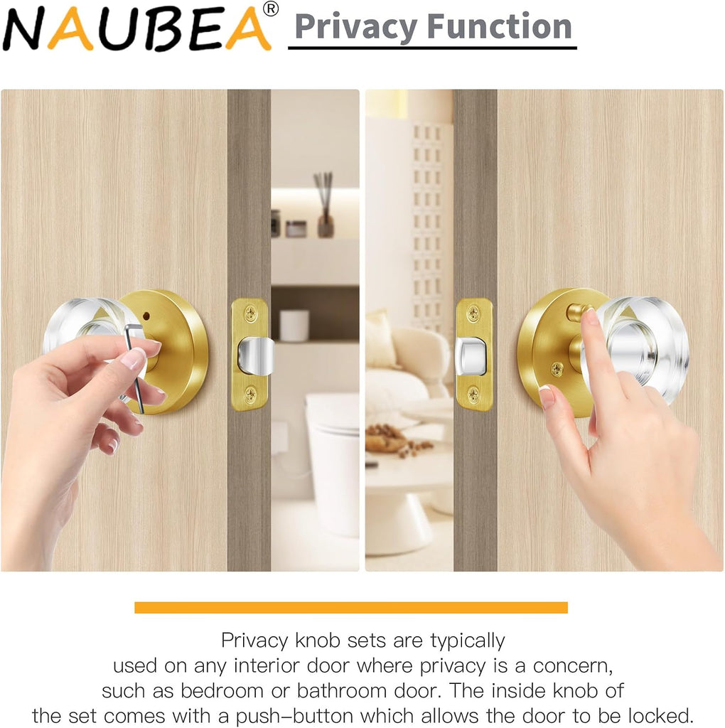 Glass Door Knobs Gold Door Knob Interior Satin Brass Privacy Door Knob and Bathroom Crystal Door Knob