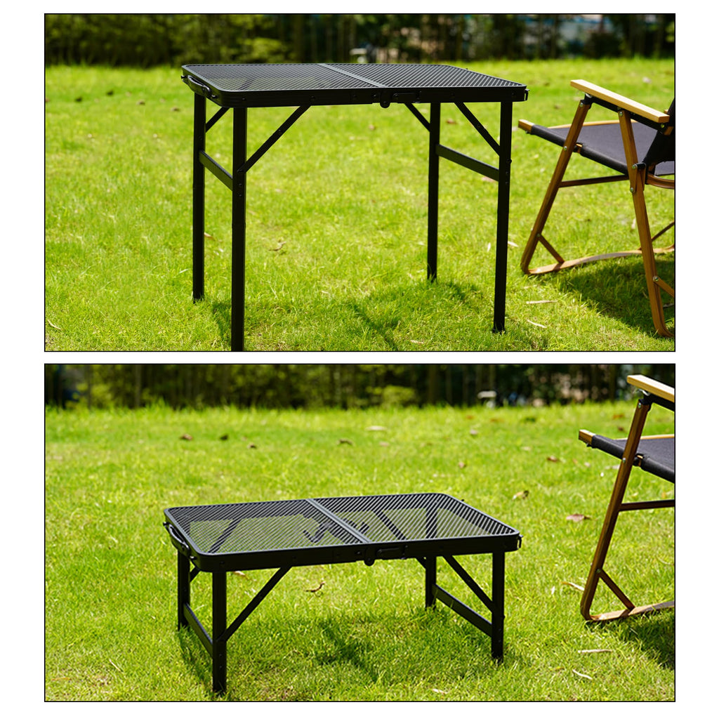 Portable Small Folding Table, Metal Camping Grill Table for BBQ, Picnic & Patio, Lightweight Foldable Outdoor Side
