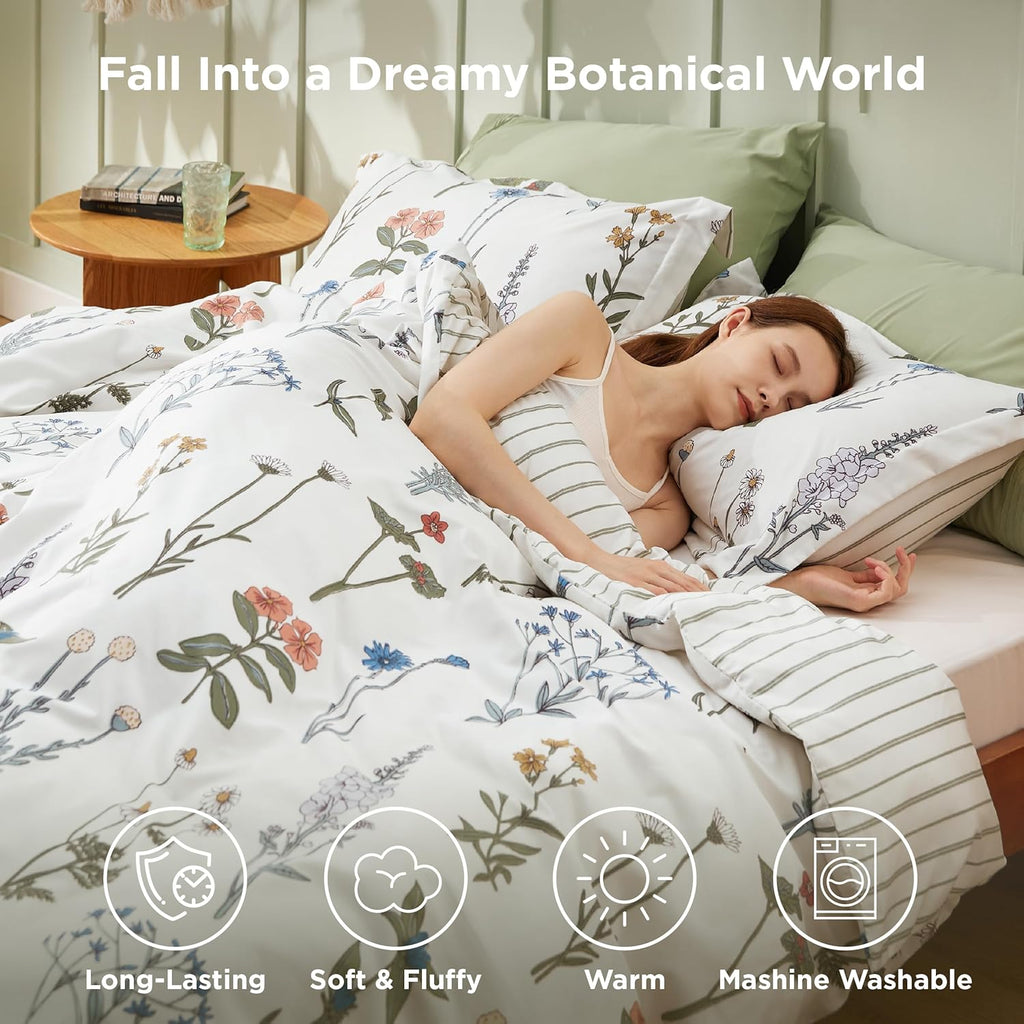 Comforter Set - Cute Floral Bedding Comforter Set, 3 Pieces