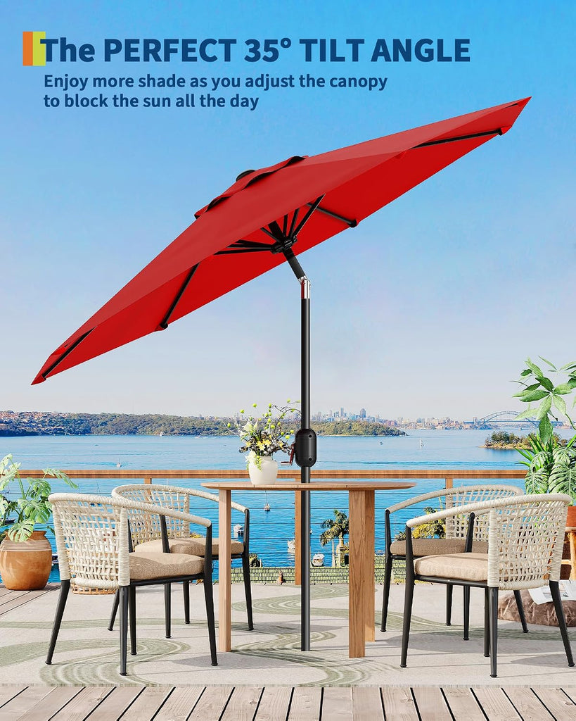 Patio Umbrella Outdoor, Market Umbrella, Table Umbrella with Push Button Tilt and Crank