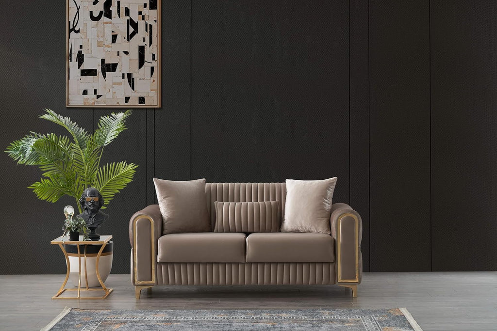 Melody Modern Contemporary Velvet Upholstered 2PC(Sofa + Loveseat) Sleeper Convertible Made with Wood and Iron in