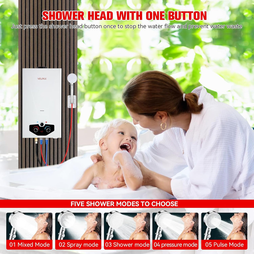 Tankless Water Heater Propane, 3.18GPM 12L Outdoor Portable water heater, with 2 GPM Water Pump
